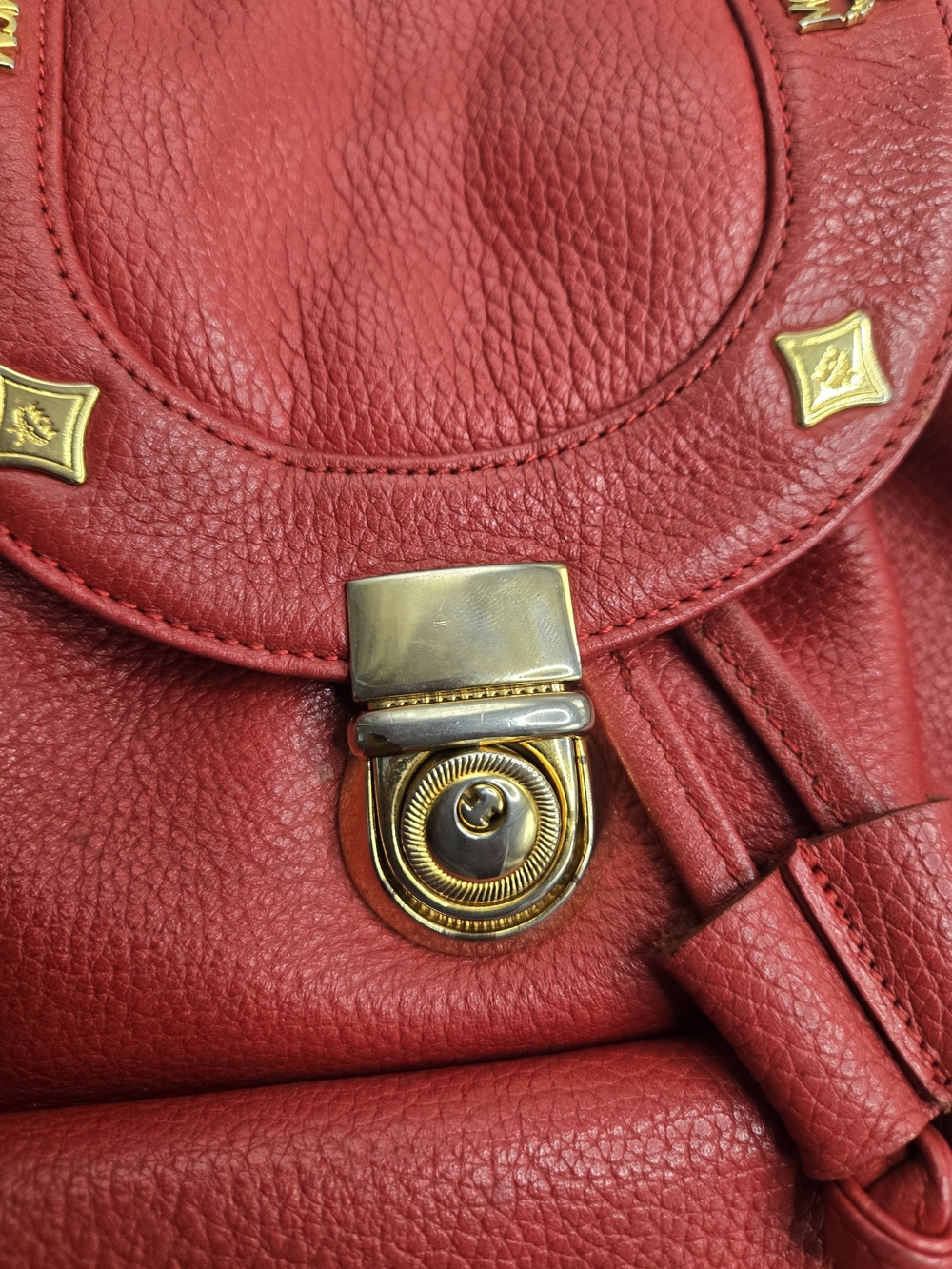 Authentic MCM Red Leather Mini Backpack - Picture 11 of 12